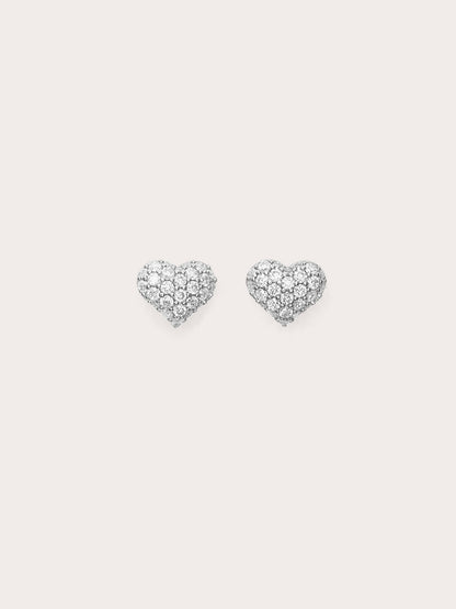 Puffy Heart Pave Moissanite Stud Earrings S925 Silver Rhodium (1) – Mondays Made Flower & Birthstone Jewelry Singapore