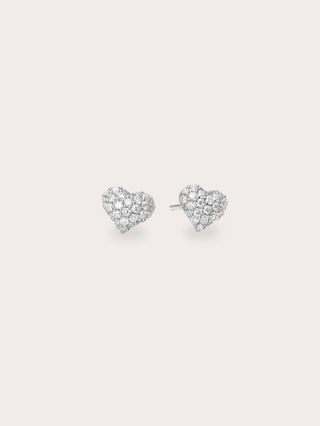 Puffy Heart Pave Moissanite Stud Earrings S925 Silver Rhodium (2) – Mondays Made Flower & Birthstone Jewelry Singapore