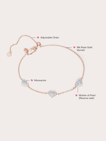 Puffy Heart Reversible Bracelet 18K Rose Gold (1) – Mondays Made Flower & Birthstone Jewelry Singapore