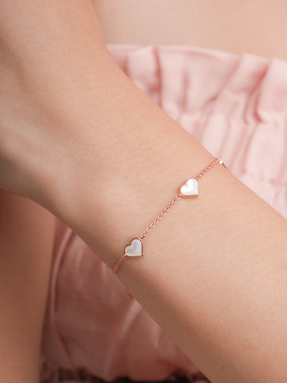 Puffy Heart Reversible Bracelet 18K Rose Gold (2) – Mondays Made Flower & Birthstone Jewelry Singapore