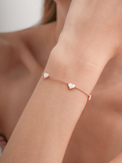 Puffy Heart Reversible Bracelet 18K Rose Gold (3) – Mondays Made Flower & Birthstone Jewelry Singapore