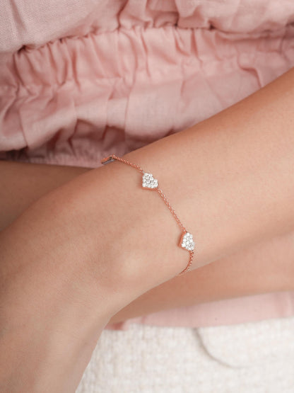 Puffy Heart Reversible Bracelet 18K Rose Gold (5) – Mondays Made Flower & Birthstone Jewelry Singapore