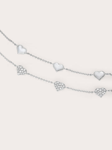 Puffy Heart Reversible Bracelet S925 Silver Rhodium Combined – Mondays Made Flower & Birthstone Jewelry Singapore