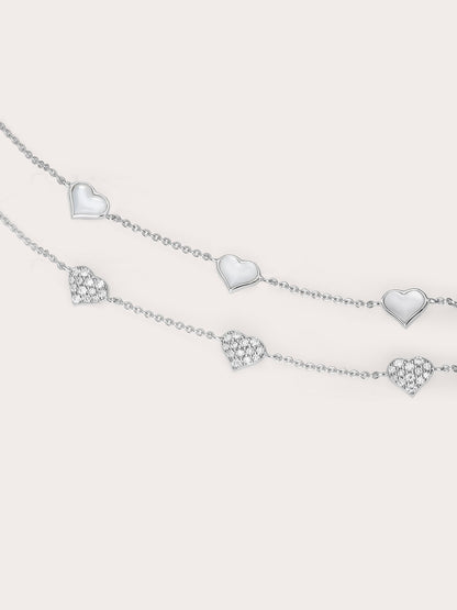 Puffy Heart Reversible Bracelet S925 Silver Rhodium Combined – Mondays Made Flower & Birthstone Jewelry Singapore