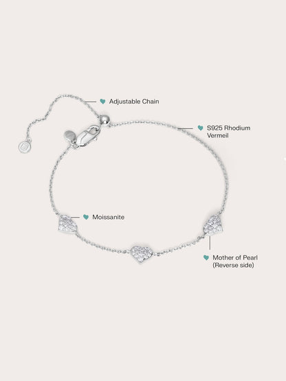 Puffy Heart Reversible Bracelet S925 Silver Rhodium (1) – Mondays Made Flower & Birthstone Jewelry Singapore