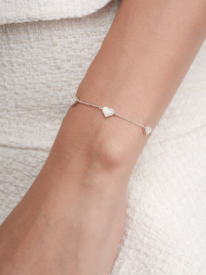 Puffy Heart Reversible Bracelet S925 Silver Rhodium (2) – Mondays Made Flower & Birthstone Jewelry Singapore