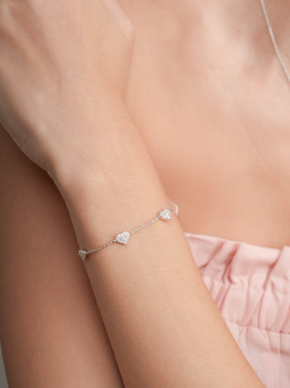 Puffy Heart Reversible Bracelet S925 Silver Rhodium (3) – Mondays Made Flower & Birthstone Jewelry Singapore