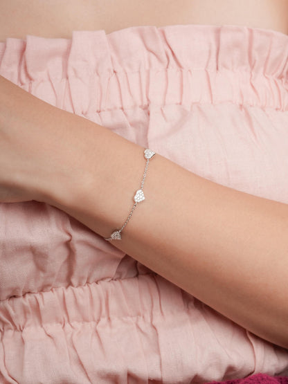 Puffy Heart Reversible Bracelet S925 Silver Rhodium (4) – Mondays Made Flower & Birthstone Jewelry Singapore