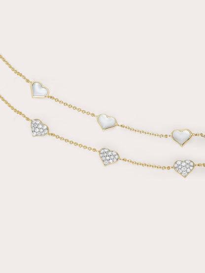 Puffy Heart Reversible Bracelet 18K Gold Combined – Mondays Made Flower & Birthstone Jewelry Singapore