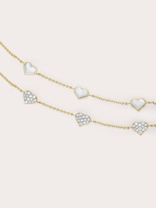 Puffy Heart Reversible Bracelet 18K Gold Combined – Mondays Made Flower & Birthstone Jewelry Singapore