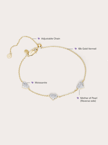 Puffy Heart Reversible Bracelet 18K Gold (1) – Mondays Made Flower & Birthstone Jewelry Singapore
