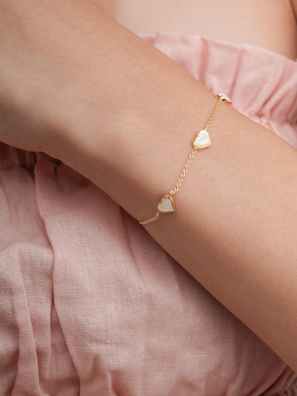 Puffy Heart Reversible Bracelet 18K Gold S1v2 – Mondays Made Flower & Birthstone Jewelry Singapore