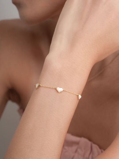Puffy Heart Reversible Bracelet 18K Gold (2) – Mondays Made Flower & Birthstone Jewelry Singapore