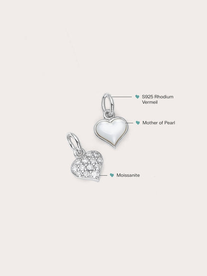 Puffy Heart Reversible Charm S925 Silver Rhodium (1) – Mondays Made Flower & Birthstone Jewelry Singapore