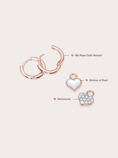 Puffy Heart Reversible Huggie Earrings 18K Rose Gold (2) – Mondays Made Flower & Birthstone Jewelry Singapore