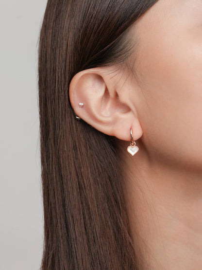 Puffy Heart Reversible Huggie Earrings 18K Rose Gold S1v2 – Mondays Made Flower & Birthstone Jewelry Singapore