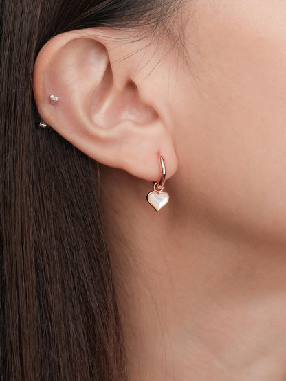 Puffy Heart Reversible Huggie Earrings 18K Rose Gold S2v2 – Mondays Made Flower & Birthstone Jewelry Singapore