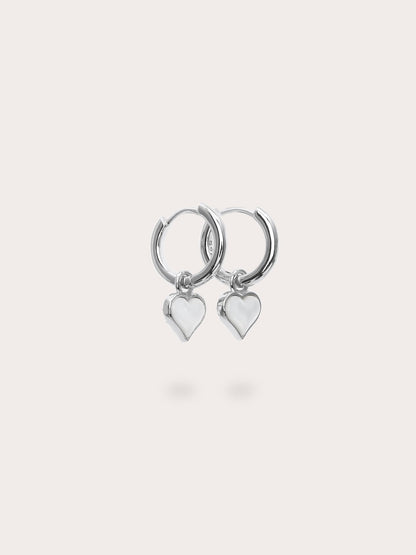 Puffy Heart Reversible Huggie Earrings S925 Silver Rhodium (3) – Mondays Made Flower & Birthstone Jewelry Singapore