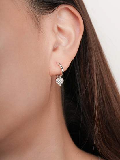 Puffy Heart Reversible Huggie Earrings S925 Silver Rhodium S3v2 – Mondays Made Flower & Birthstone Jewelry Singapore