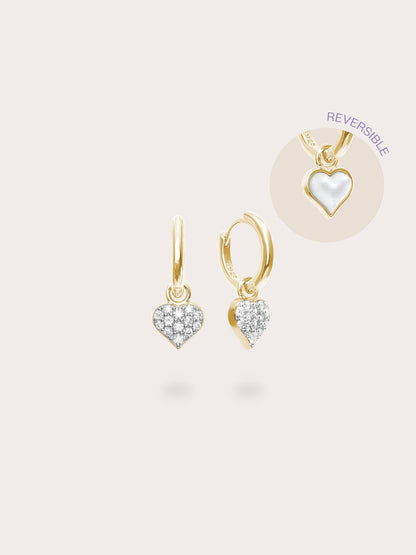Puffy Heart Reversible Huggie Earrings 18K Gold (1) – Mondays Made Flower & Birthstone Jewelry Singapore