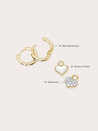 Puffy Heart Reversible Huggie Earrings 18K Gold (2) – Mondays Made Flower & Birthstone Jewelry Singapore