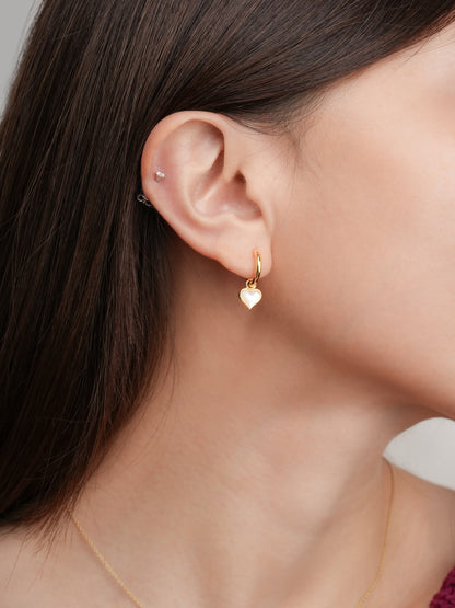 Puffy Heart Reversible Huggie Earrings 18K Gold S1v2 – Mondays Made Flower & Birthstone Jewelry Singapore