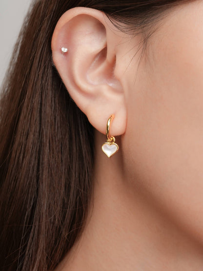 Puffy Heart Reversible Huggie Earrings 18K Gold S2v2 – Mondays Made Flower & Birthstone Jewelry Singapore