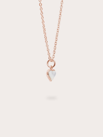 Puffy Heart Reversible Necklace 18K Rose Gold Mother of Pearl – Mondays Made Flower & Birthstone Jewelry Singapore