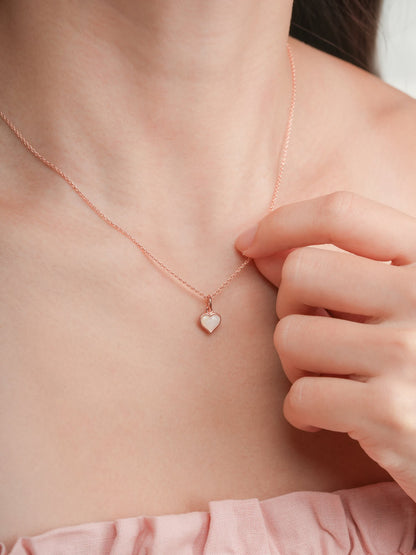Puffy Heart Reversible Necklace 18K Rose Gold S1v2 – Mondays Made Flower & Birthstone Jewelry Singapore