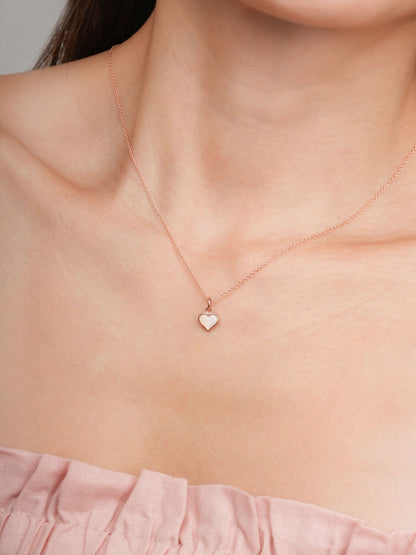 Puffy Heart Reversible Necklace 18K Rose Gold S3v2 – Mondays Made Flower & Birthstone Jewelry Singapore