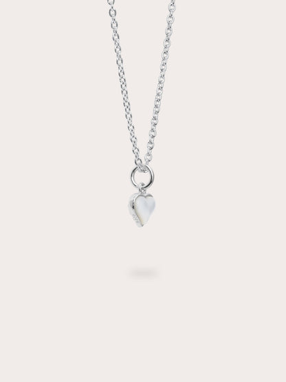 Puffy Heart Reversible Necklace S925 Silver Rhodium Mother of Pearl – Mondays Made Flower & Birthstone Jewelry Singapore