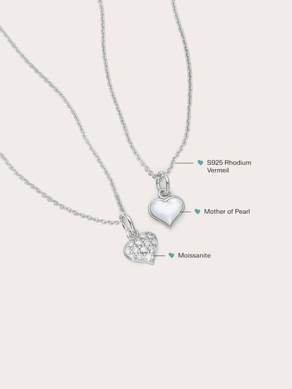 Puffy Heart Reversible Necklace S925 Silver Rhodium (2) – Mondays Made Flower & Birthstone Jewelry Singapore