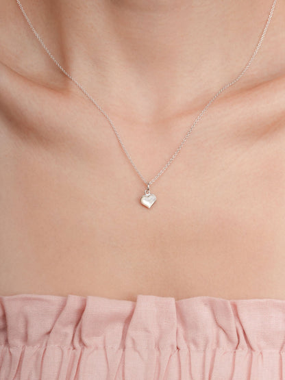Puffy Heart Reversible Necklace S925 Silver Rhodium (3) – Mondays Made Flower & Birthstone Jewelry Singapore