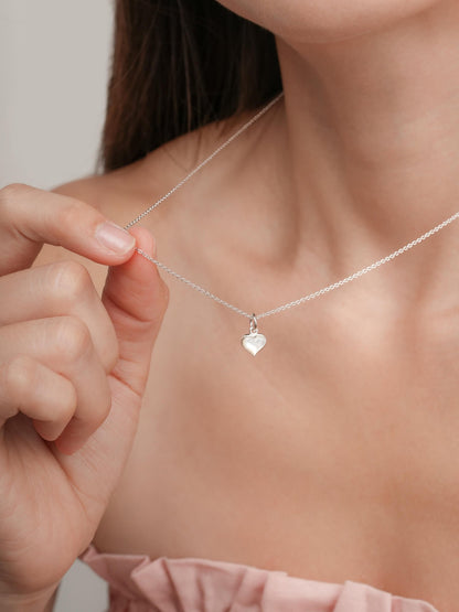 Puffy Heart Reversible Necklace S925 Silver Rhodium S2v2 – Mondays Made Flower & Birthstone Jewelry Singapore