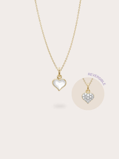 Puffy Heart Reversible Necklace 18K Gold (1) – Mondays Made Flower & Birthstone Jewelry Singapore