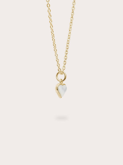 Puffy Heart Reversible Necklace 18K Gold Mother of Pearl – Mondays Made Flower & Birthstone Jewelry Singapore