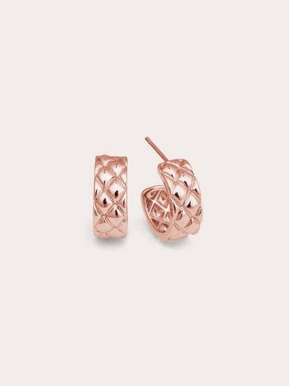 Puffy Quilt Hoop 18K Rose Gold – Mondays Made Flower & Birthstone Jewelry Singapore