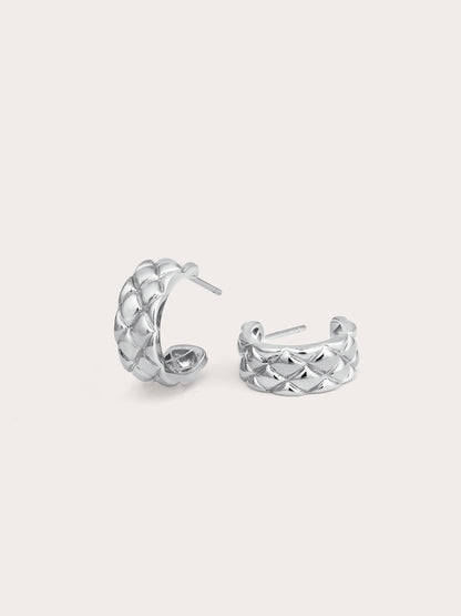 Puffy Quilt Hoop S925 Silver Rhodium Flat – Mondays Made Flower & Birthstone Jewelry Singapore