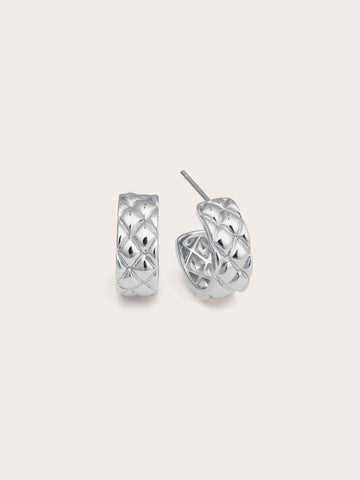 Puffy Quilt Hoop S925 Silver Rhodium – Mondays Made Flower & Birthstone Jewelry Singapore