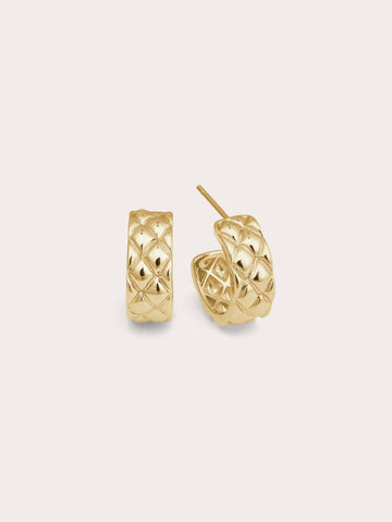 Puffy Quilt Hoop 18K Gold – Mondays Made Flower & Birthstone Jewelry Singapore