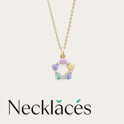 Rainbow Moissanite Cluster Necklace M – Mondays Made Flower & Birthstone Jewelry Singapore