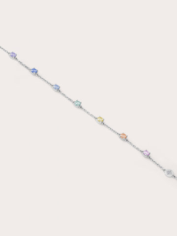 Rainbow Moissanite Bracelet S925 Silver Rhodium Flat – Mondays Made Flower & Birthstone Jewelry Singapore