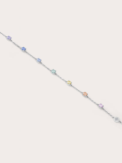 Rainbow Moissanite Bracelet S925 Silver Rhodium Flat – Mondays Made Flower & Birthstone Jewelry Singapore