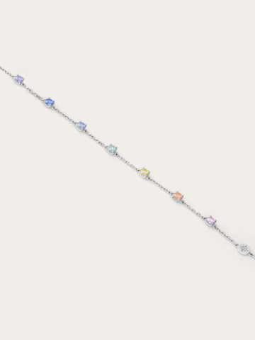 Rainbow Moissanite Station Bracelet