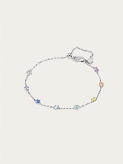 Rainbow Moissanite Station Bracelet