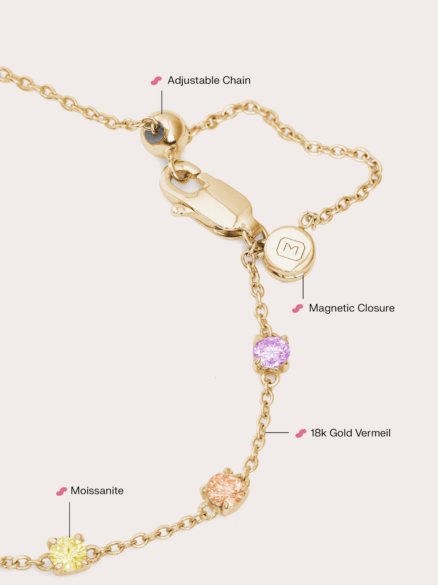 Rainbow Moissanite Station Bracelet