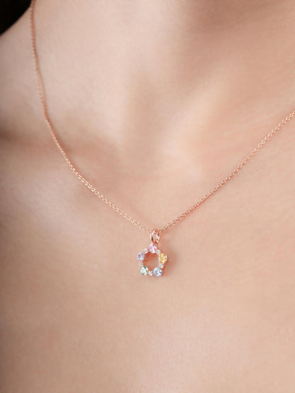 Rainbow Moissanite Cluster Necklace 18K Rose Gold (3) – Mondays Made Flower & Birthstone Jewelry Singapore