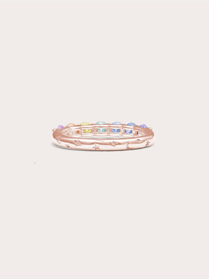 Rainbow Moissanite Eternity Band 18K Rose Gold (9) – Mondays Made Flower & Birthstone Jewelry Singapore