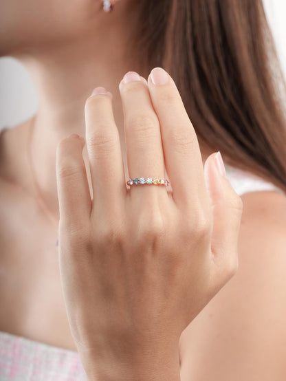 Rainbow Moissanite Eternity Band 18K Rose Gold (11) – Mondays Made Flower & Birthstone Jewelry Singapore