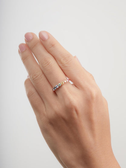Rainbow Moissanite Eternity Band 18K Rose Gold (12) – Mondays Made Flower & Birthstone Jewelry Singapore